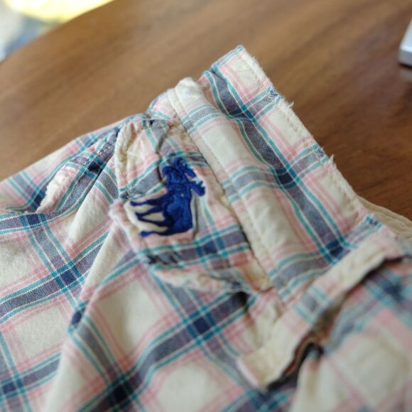 Vintage Abercrombie & Fitch Men's Bermuda Shorts Cream Pink Blue Sz 30 - Picture 9 of 16